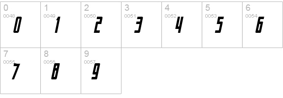 Armor Piercing Italic numbers 0-9 preview