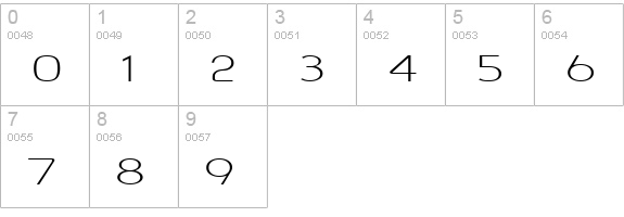 Asenine Wide numbers 0-9 preview