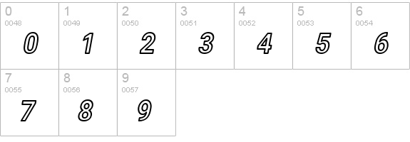 Asimov Narrow Outline Italic numbers 0-9 preview