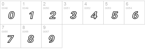 Asimov Wide Outline Italic numbers 0-9 preview