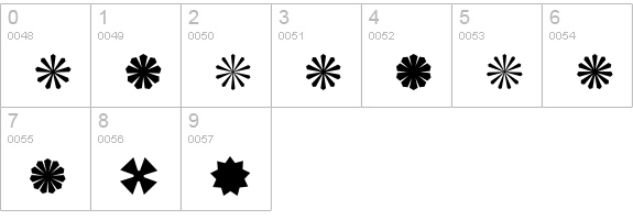 Asterisp Beta numbers 0-9 preview