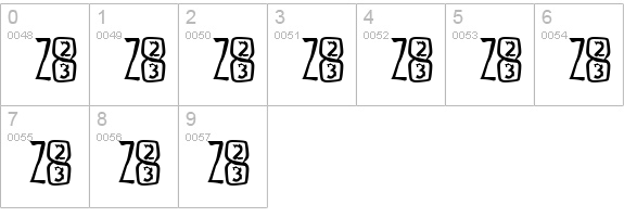 Asunder by ZONE23 numbers 0-9 preview