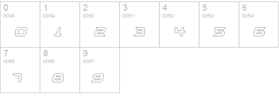 Aura-OutlineOblique numbers 0-9 preview