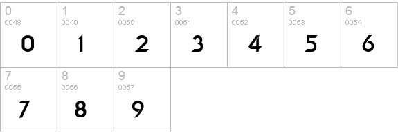 Bajoran Regular numbers 0-9 preview