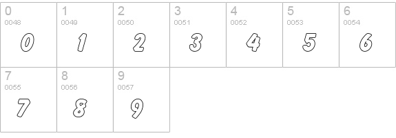 Balloon Outline P Extra Bold numbers 0-9 preview