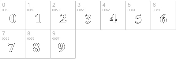 BambergOutline-Bold numbers 0-9 preview