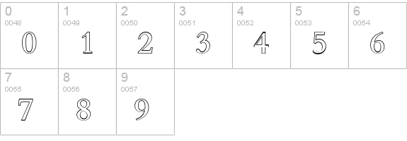 BambergOutline-Regular numbers 0-9 preview