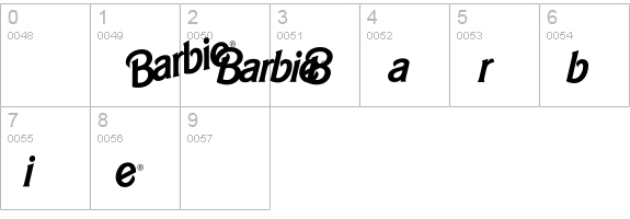 BarbieLogo-SansScript numbers 0-9 preview