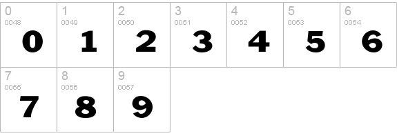 BenjaminGothicWide numbers 0-9 preview