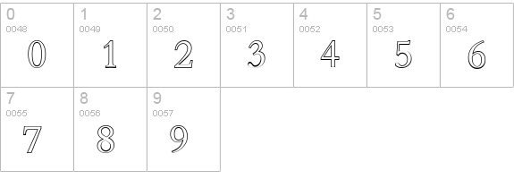 BernsteinOutline-Light-Regular numbers 0-9 preview