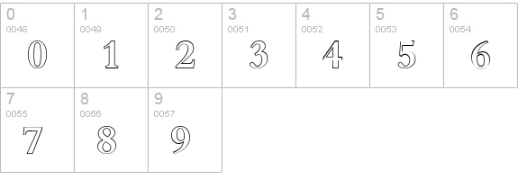 BernsteinOutline-Medium-Regular numbers 0-9 preview