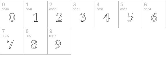 BernsteinOutline-Regular numbers 0-9 preview