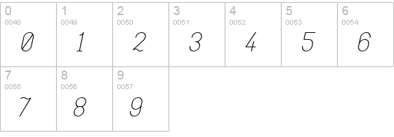 Bino Light Italic numbers 0-9 preview
