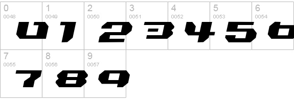 Bionic Kid Simple Slanted numbers 0-9 preview
