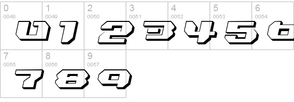 Bionic Kid Slanted 3d numbers 0-9 preview