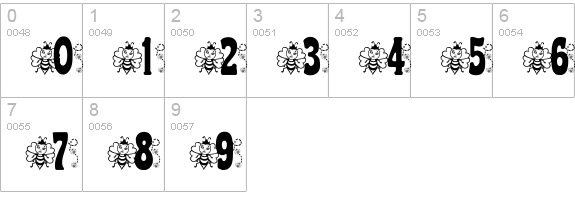 BJF Hunnybee numbers 0-9 preview