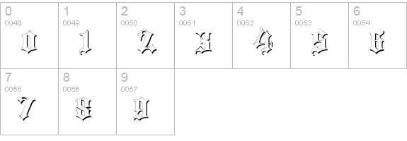 Blackletter Shadow numbers 0-9 preview