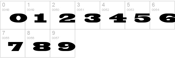 Blackoak Std numbers 0-9 preview