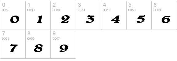 Blew Extended Bold Italic numbers 0-9 preview