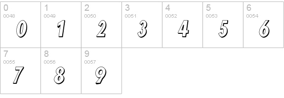 Blink 3D Oblique numbers 0-9 preview