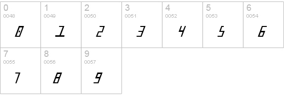 Blue July Bold Condensed numbers 0-9 preview