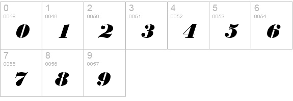 BodoniDBla Italic numbers 0-9 preview