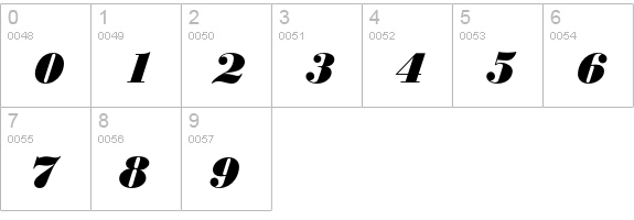 BodoniNo1EF-BlackItalic numbers 0-9 preview