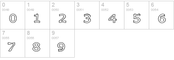 Boneribbon Outline numbers 0-9 preview