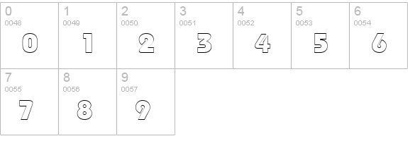 BordeauxBlackOutline Regular numbers 0-9 preview