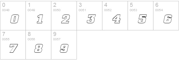 BorghsHollowExtended Italic numbers 0-9 preview