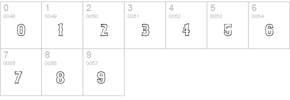 Bosox Outline numbers 0-9 preview