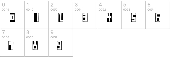 Box Font Negative numbers 0-9 preview