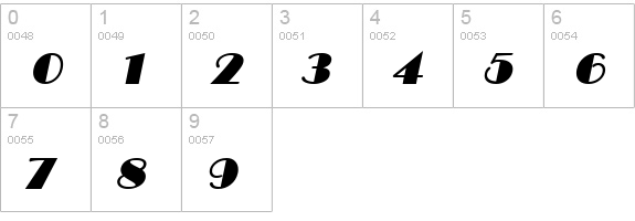 Brando BoldItalic numbers 0-9 preview