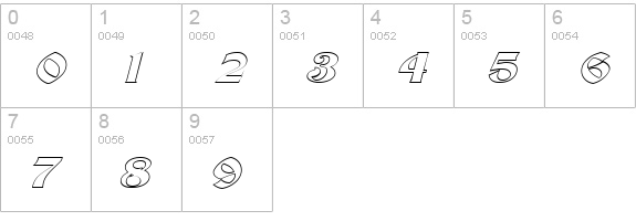 Brandywine-Hollow-Extended Italic numbers 0-9 preview