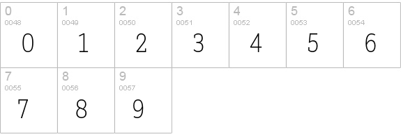 Brix Slab Cond ExtraLight numbers 0-9 preview