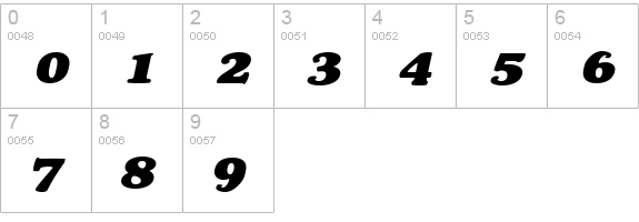 BroadsideExtended Italic numbers 0-9 preview