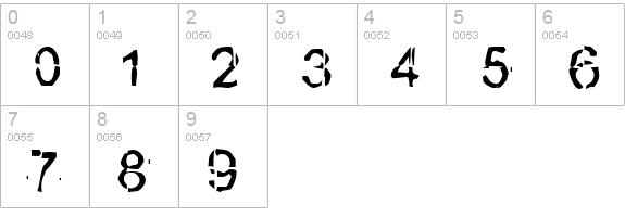 Broken numbers 0-9 preview