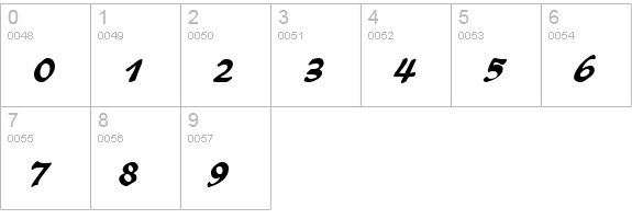 BrushFlash Regular numbers 0-9 preview