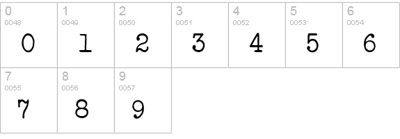 Bulletin Typewriter MN numbers 0-9 preview