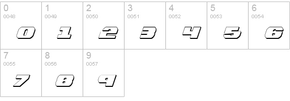 Bummer 3D Italic numbers 0-9 preview