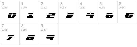 Bummer Laser Italic numbers 0-9 preview