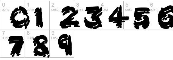 Burnt Firewood
 numbers 0-9 preview
