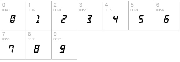 CalculusLCDOblique numbers 0-9 preview
