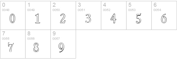 CalgaryOutline-Light-Regular numbers 0-9 preview