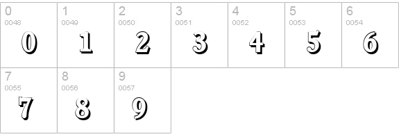 CalgaryShadow-Bold numbers 0-9 preview