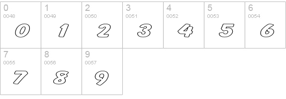 Cartoon Hollow Expanded numbers 0-9 preview