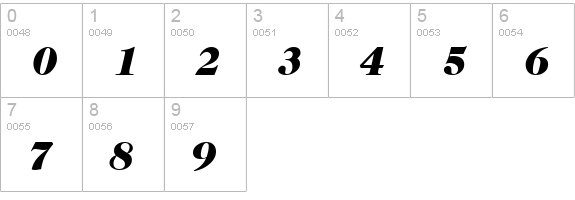 Caslon335Black-RegularItalic numbers 0-9 preview
