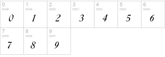 CaslonNo540D Italic numbers 0-9 preview