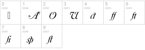 CaslonNo540SwaAltD Italic numbers 0-9 preview