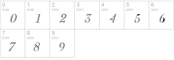 CaslonOpenFace Italic numbers 0-9 preview